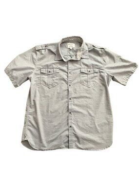 Paper Denim & Cloth Mens Button Down Casual Shirt-Gray-XL